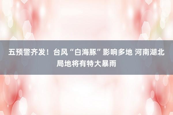 五预警齐发！台风“白海豚”影响多地 河南湖北局地将有特大暴雨
