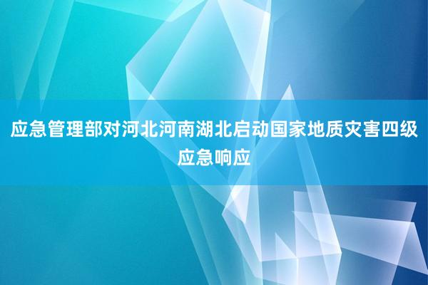 应急管理部对河北河南湖北启动国家地质灾害四级应急响应