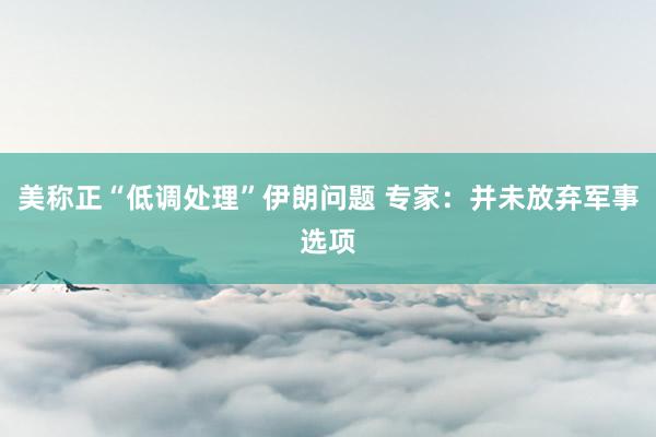 美称正“低调处理”伊朗问题 专家：并未放弃军事选项