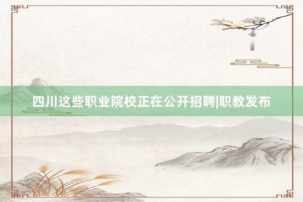 四川这些职业院校正在公开招聘|职教发布