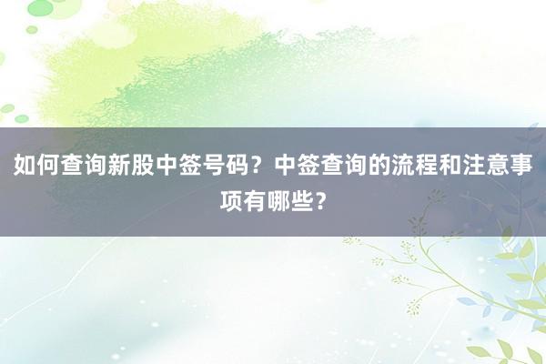如何查询新股中签号码？中签查询的流程和注意事项有哪些？