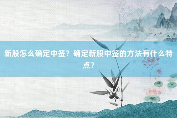 新股怎么确定中签？确定新股中签的方法有什么特点？