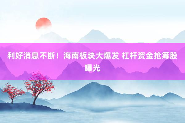 利好消息不断！海南板块大爆发 杠杆资金抢筹股曝光