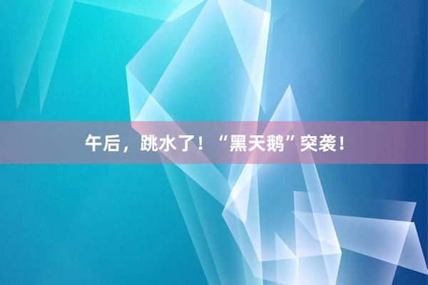 午后，跳水了！“黑天鹅”突袭！