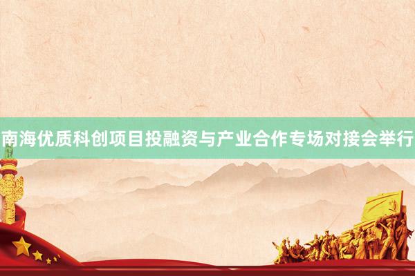 南海优质科创项目投融资与产业合作专场对接会举行