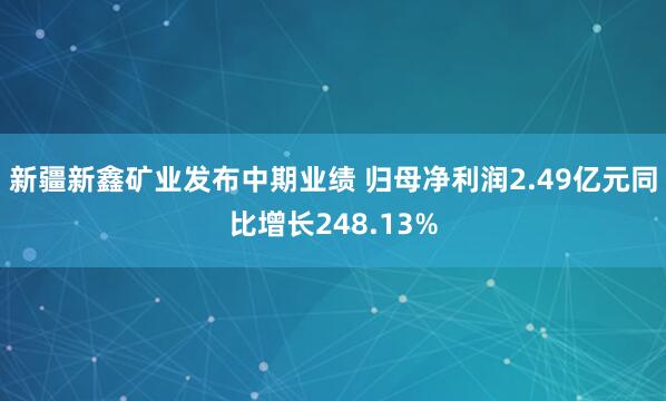 新疆新鑫矿业发布中期业绩 归母净利润2.49亿元同比增长248.13%