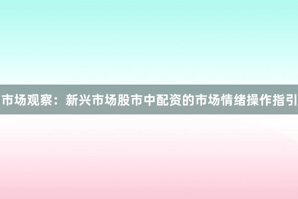 市场观察：新兴市场股市中配资的市场情绪操作指引