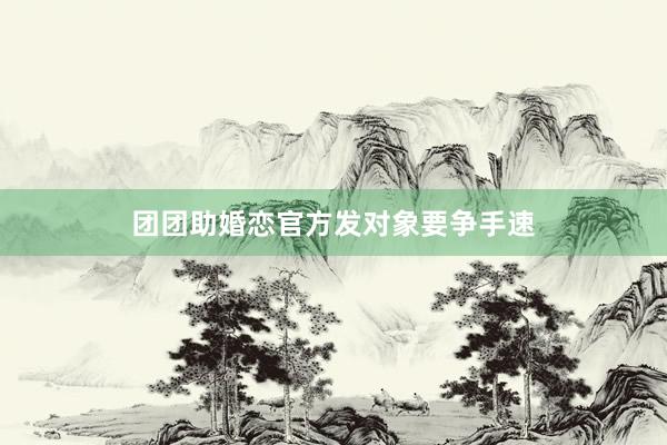 团团助婚恋官方发对象要争手速