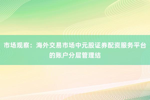 市场观察：海外交易市场中元股证券配资服务平台的账户分层管理结