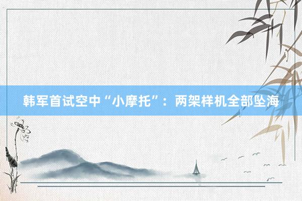 韩军首试空中“小摩托”：两架样机全部坠海