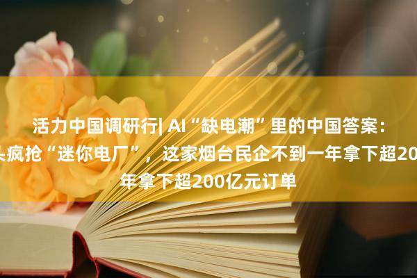 活力中国调研行| AI“缺电潮”里的中国答案：海外云巨头疯抢“迷你电厂”，这家烟台民企不到一年拿下超200亿元订单