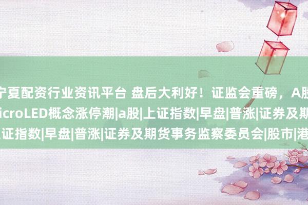 宁夏配资行业资讯平台 盘后大利好！证监会重磅，A股超4000家上涨，MicroLED概念涨停潮|a股|上证指数|早盘|普涨|证券及期货事务监察委员会|股市|港股