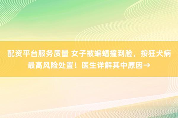 配资平台服务质量 女子被蝙蝠撞到脸，按狂犬病最高风险处置！医生详解其中原因→