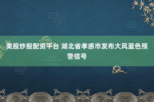 美股炒股配资平台 湖北省孝感市发布大风蓝色预警信号